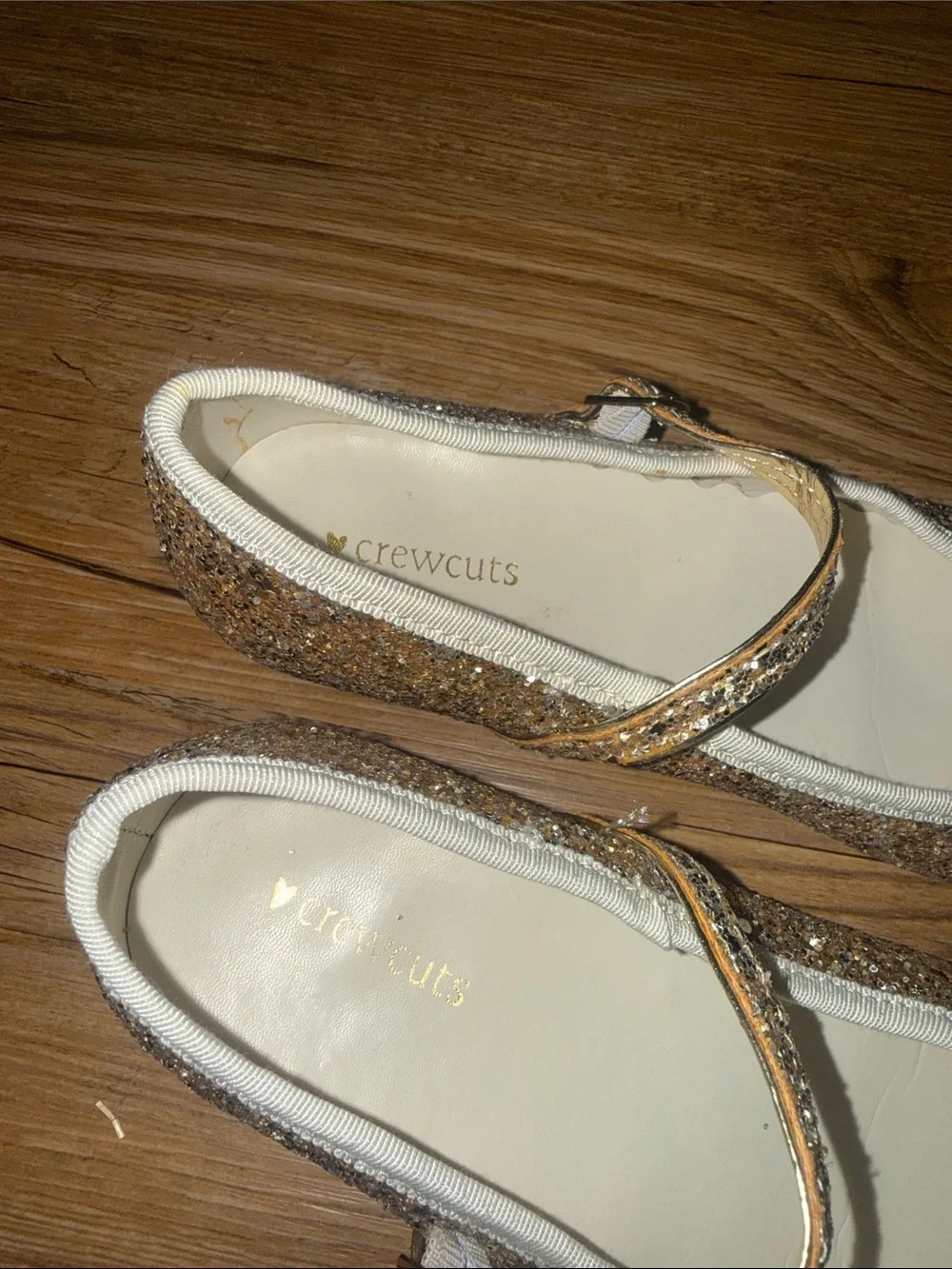 Crewcuts Girls Gold Glitter Mary Janes